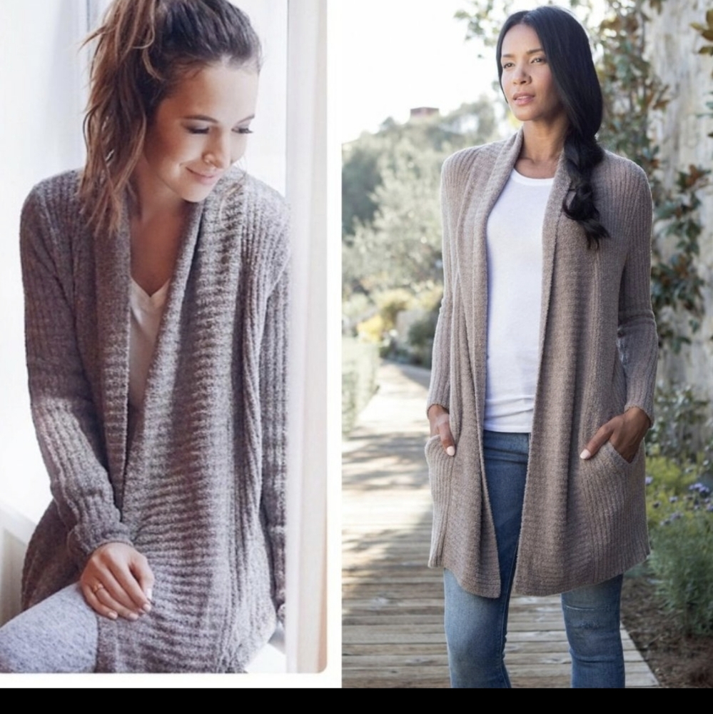 XL BAREFOOT DREAMS Montecito Knit Ribbed Long Draped Sweater - Picture 5 of 13